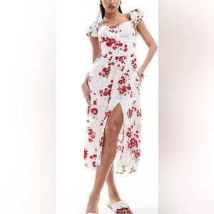 Hollister Red and White Sweetheart Maxi Dress